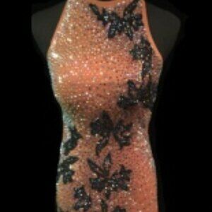 Twilight Ascent Smooth Ballroom Gown by Dore Designs - Nude Black & Blue Couture